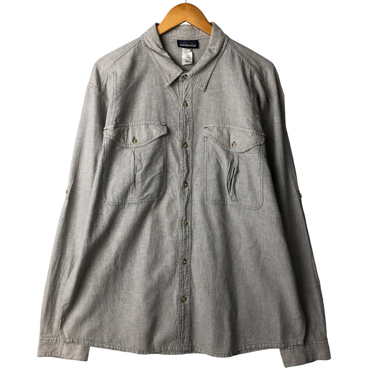 Patagonia 52190SP13 Long Sleeve Hemp Box Shirt, Men's XL Hemp gray type Vintage Second Hand