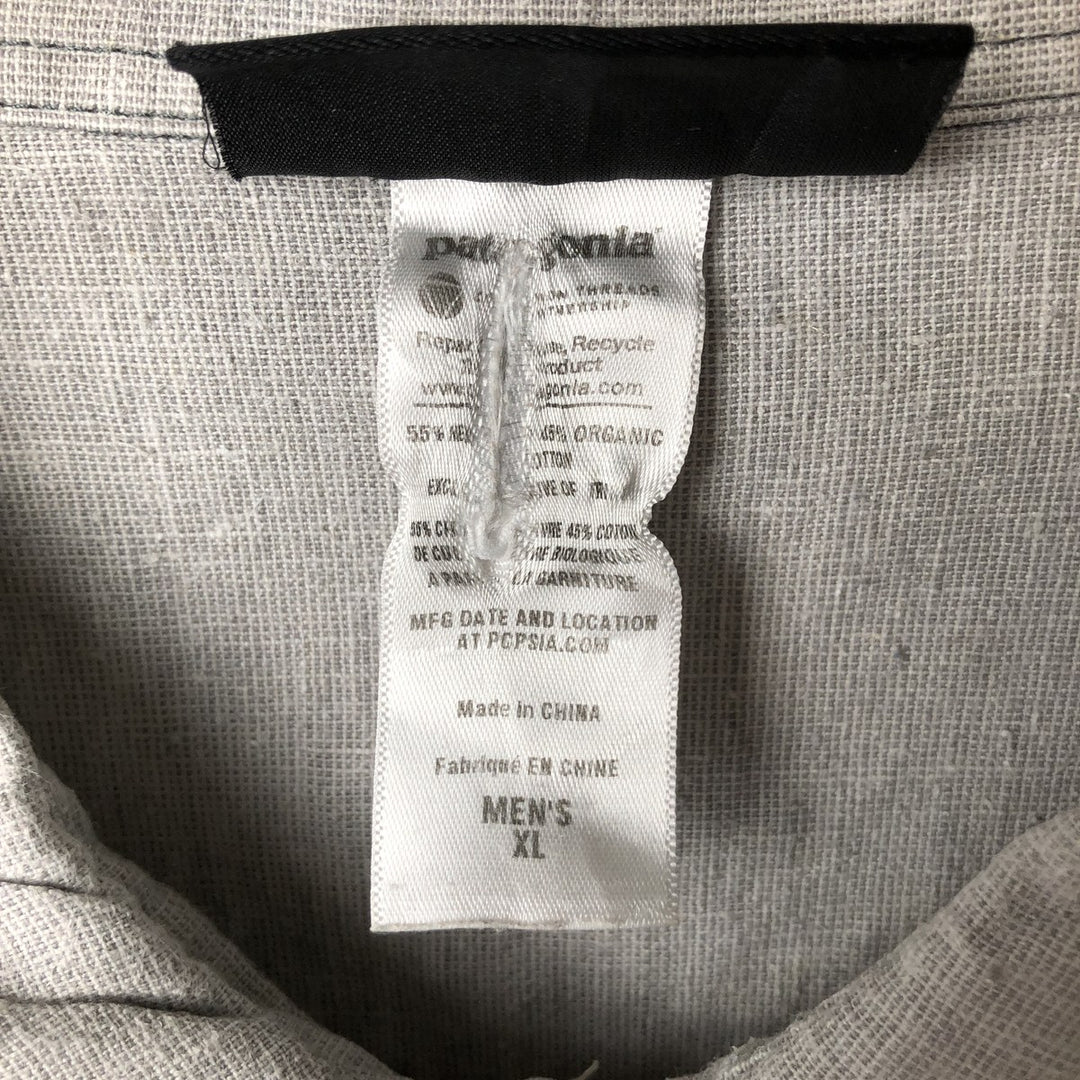 Patagonia 52190SP13 Long Sleeve Hemp Box Shirt, Men's XL Hemp gray type Vintage Second Hand