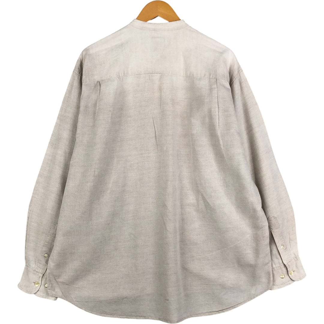 90'S GAP Vintage No-Collar Long Sleeve Linen and Cotton Shirt, Men's Size L cotton unbleached Vintage Second Hand