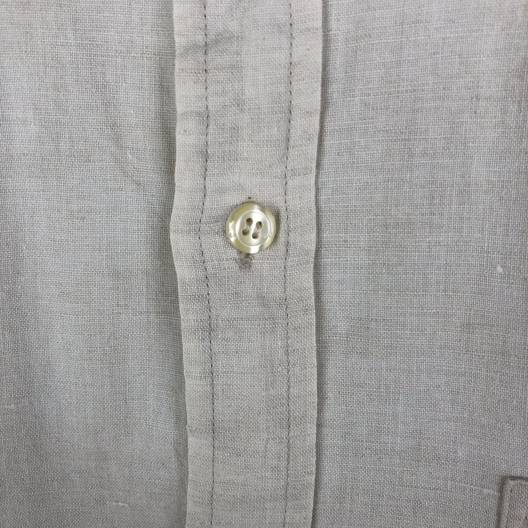 90'S GAP Vintage No-Collar Long Sleeve Linen and Cotton Shirt, Men's Size L cotton unbleached Vintage Second Hand