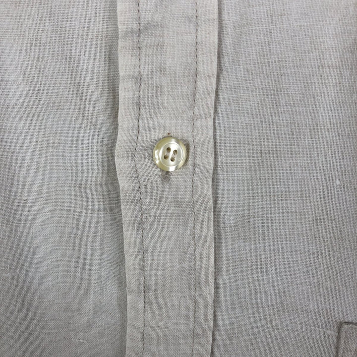 90'S GAP Vintage No-Collar Long Sleeve Linen and Cotton Shirt, Men's Size L cotton unbleached Vintage Second Hand
