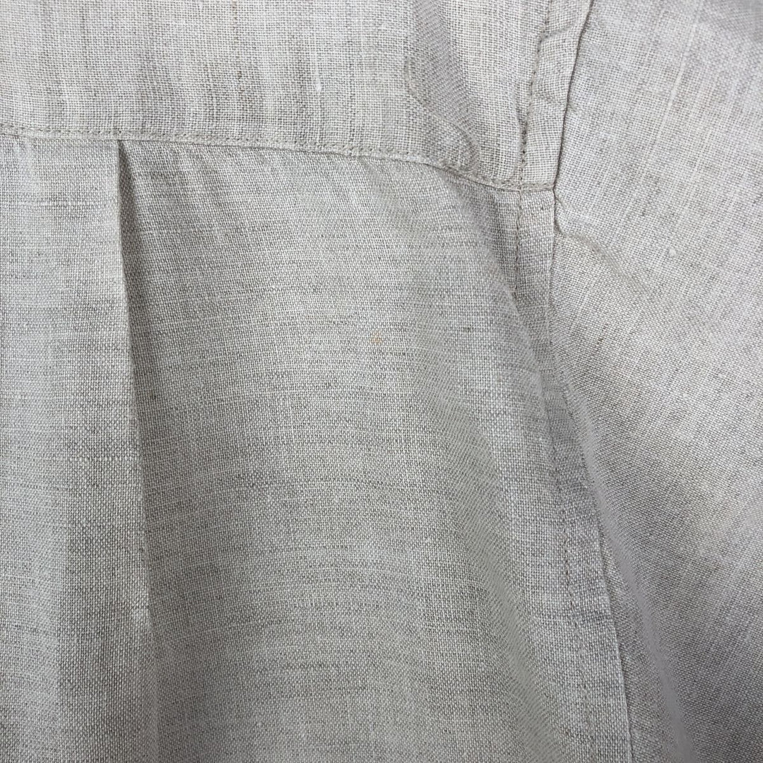 90'S GAP Vintage No-Collar Long Sleeve Linen and Cotton Shirt, Men's Size L cotton unbleached Vintage Second Hand