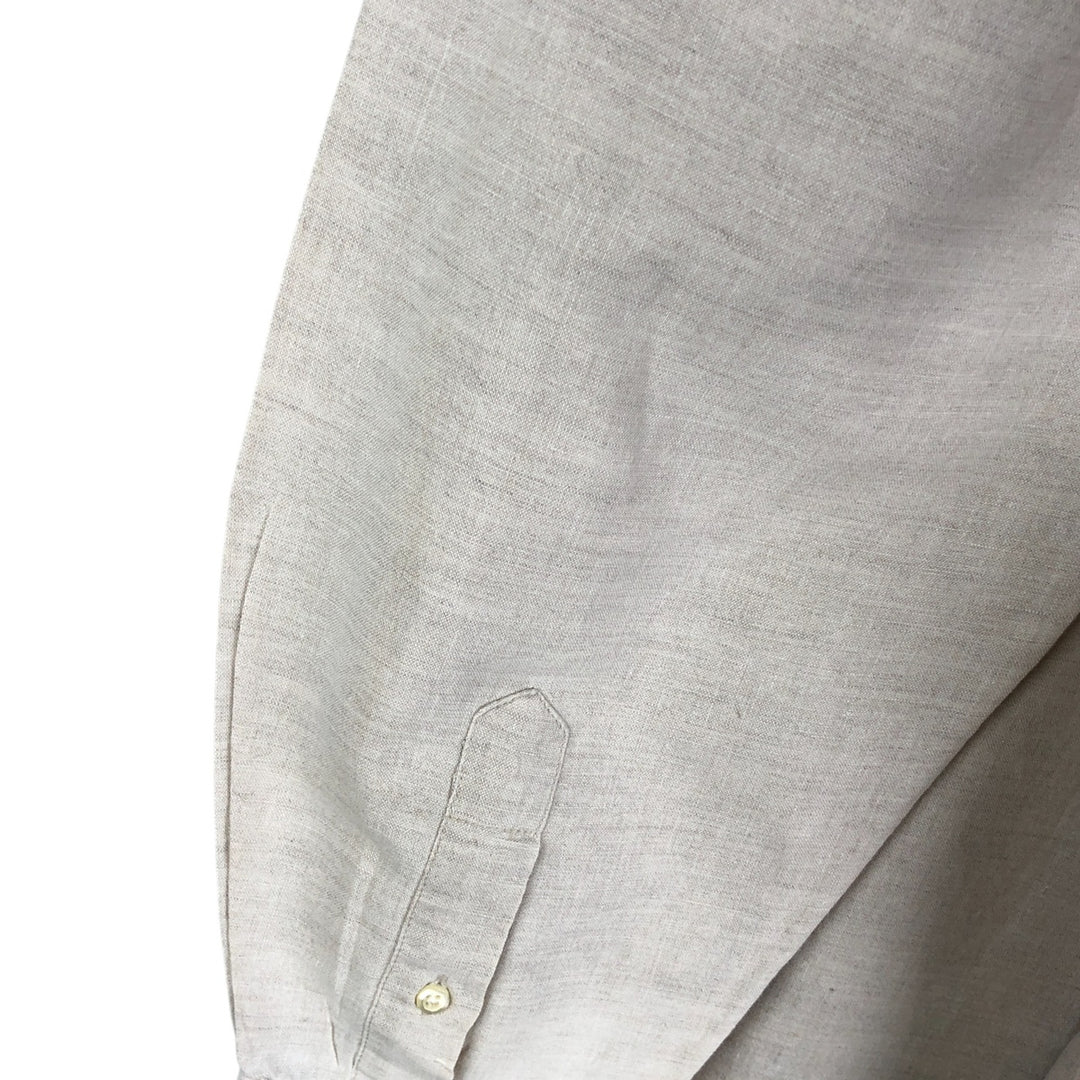 90'S GAP Vintage No-Collar Long Sleeve Linen and Cotton Shirt, Men's Size L cotton unbleached Vintage Second Hand