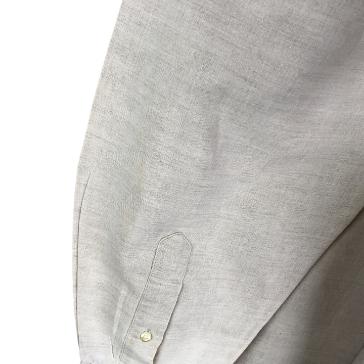 90'S GAP Vintage No-Collar Long Sleeve Linen and Cotton Shirt, Men's Size L cotton unbleached Vintage Second Hand