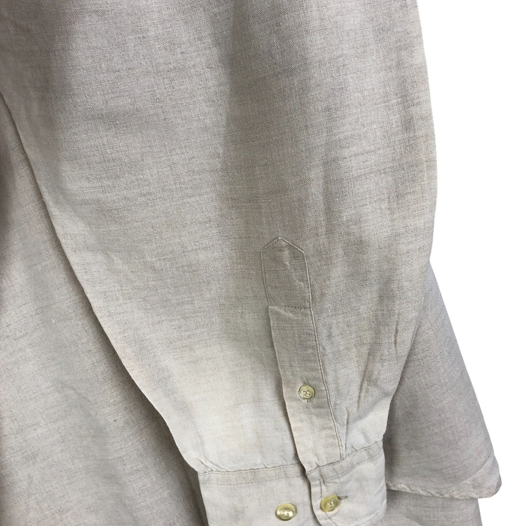 90'S GAP Vintage No-Collar Long Sleeve Linen and Cotton Shirt, Men's Size L cotton unbleached Vintage Second Hand