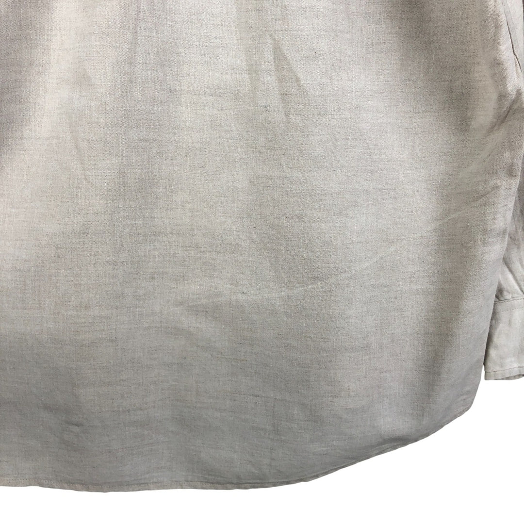 90'S GAP Vintage No-Collar Long Sleeve Linen and Cotton Shirt, Men's Size L cotton unbleached Vintage Second Hand