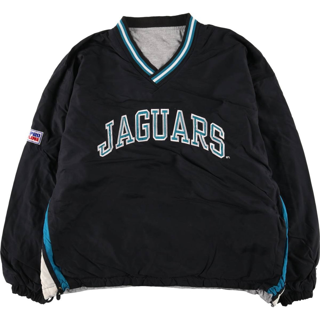 90'S Starter NFL Jacksonville Jaguars Tiger Pattern V-Neck Reversible Nylon Pullover, Men's Size XL Nylon black type Vintage Second Hand