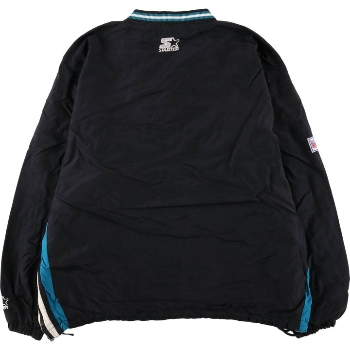 90'S Starter NFL Jacksonville Jaguars Tiger Pattern V-Neck Reversible Nylon Pullover, Men's Size XL Nylon black type Vintage Second Hand