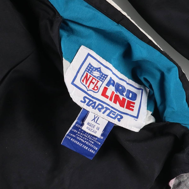 90'S Starter NFL Jacksonville Jaguars Tiger Pattern V-Neck Reversible Nylon Pullover, Men's Size XL Nylon black type Vintage Second Hand