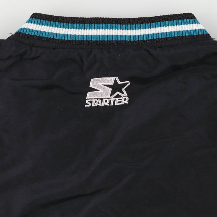 90'S Starter NFL Jacksonville Jaguars Tiger Pattern V-Neck Reversible Nylon Pullover, Men's Size XL Nylon black type Vintage Second Hand