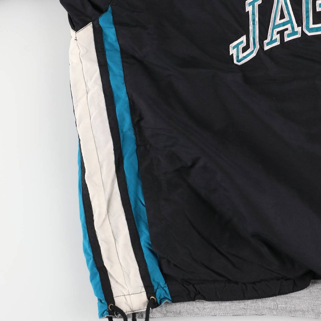 90'S Starter NFL Jacksonville Jaguars Tiger Pattern V-Neck Reversible Nylon Pullover, Men's Size XL Nylon black type Vintage Second Hand