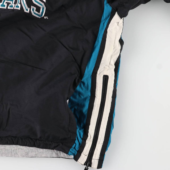 90'S Starter NFL Jacksonville Jaguars Tiger Pattern V-Neck Reversible Nylon Pullover, Men's Size XL Nylon black type Vintage Second Hand
