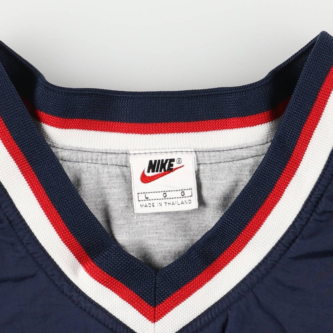 90'S Nike V-neck nylon pullover, men's size L, vintage Nylon navy blue type Vintage Second Hand