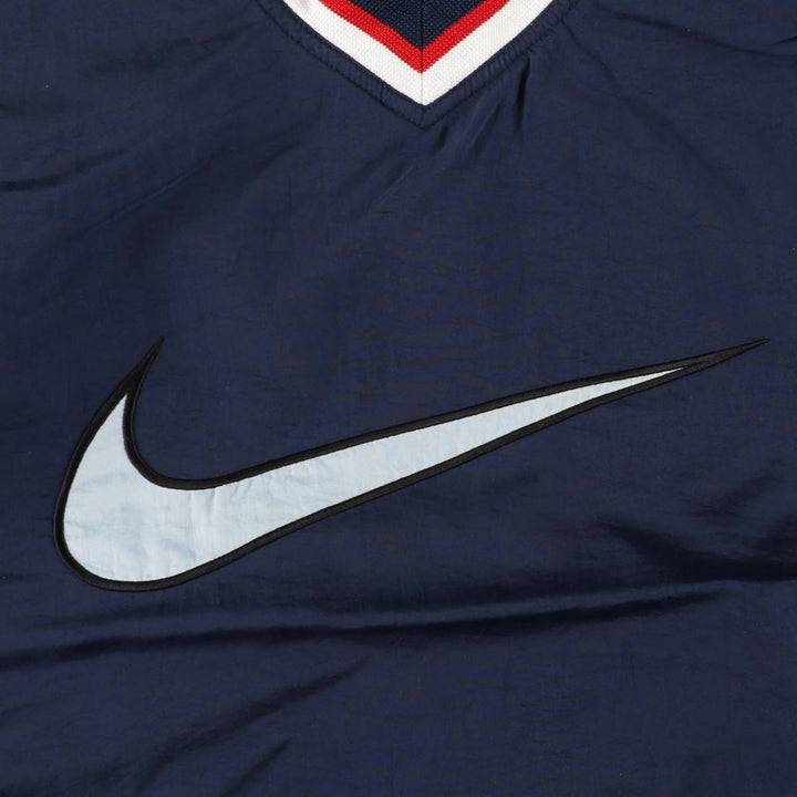 90'S Nike V-neck nylon pullover, men's size L, vintage Nylon navy blue type Vintage Second Hand