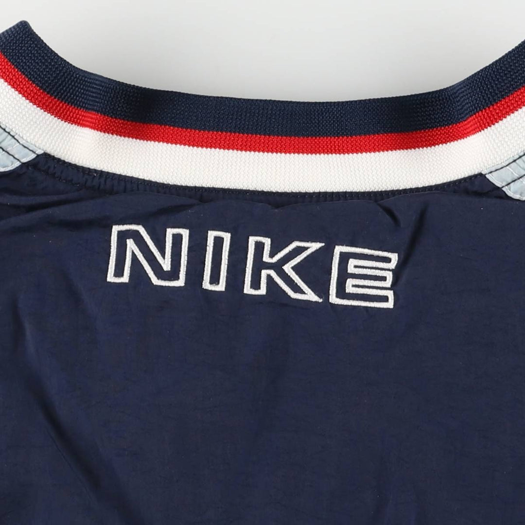 90'S Nike V-neck nylon pullover, men's size L, vintage Nylon navy blue type Vintage Second Hand