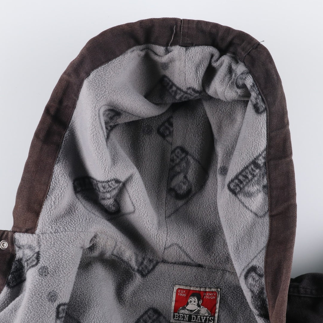 Oversized Ben Davis hooded work jacket, men's size XXXL cotton black type Vintage Second Hand