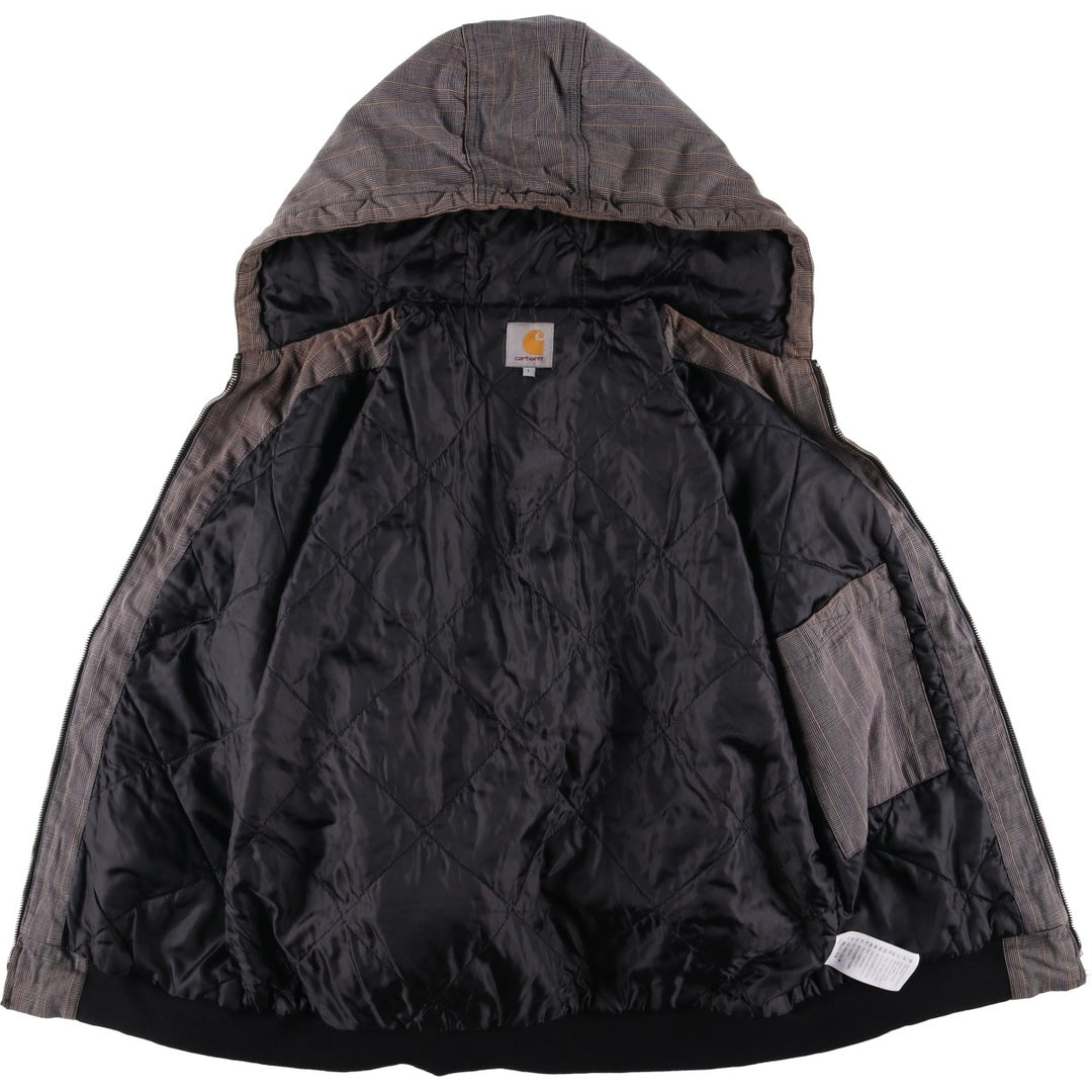 Carhartt Active Jacket, Gun Club Check, Hooded, Padded Work Jacket, Men's Size L cotton gray type Vintage Second Hand