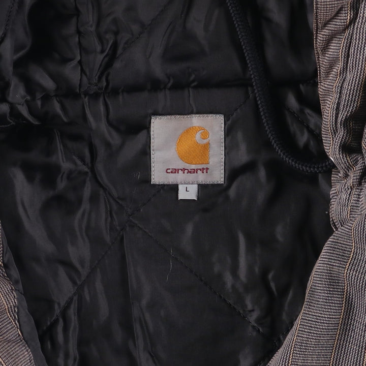 Carhartt Active Jacket, Gun Club Check, Hooded, Padded Work Jacket, Men's Size L cotton gray type Vintage Second Hand