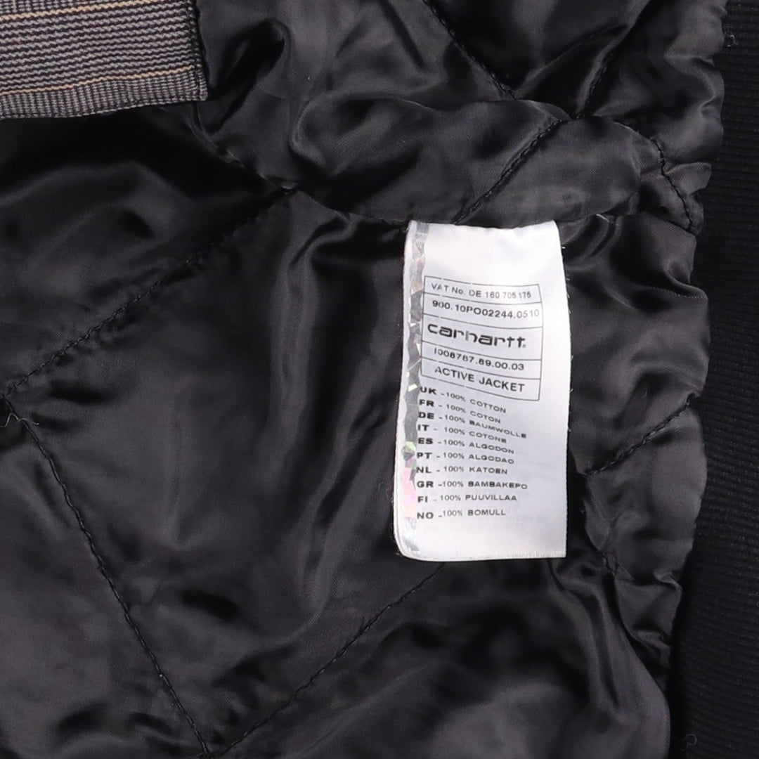 Carhartt Active Jacket, Gun Club Check, Hooded, Padded Work Jacket, Men's Size L cotton gray type Vintage Second Hand