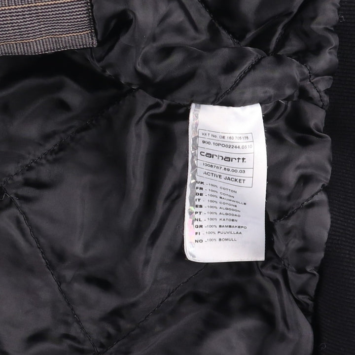 Carhartt Active Jacket, Gun Club Check, Hooded, Padded Work Jacket, Men's Size L cotton gray type Vintage Second Hand