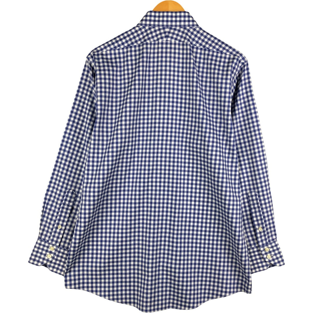 Brooks Brothers Est. 1818 Gingham Check Wide Collar Long Sleeve Cotton Check Shirt, Men's Size Medium Supima Cotton blue type Vintage Second Hand