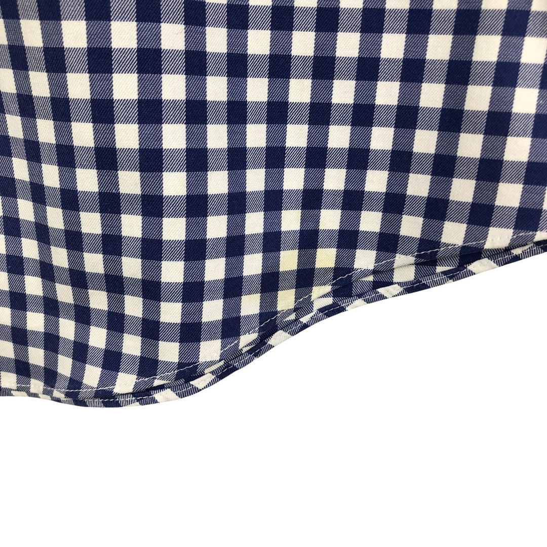 Brooks Brothers Est. 1818 Gingham Check Wide Collar Long Sleeve Cotton Check Shirt, Men's Size Medium Supima Cotton blue type Vintage Second Hand