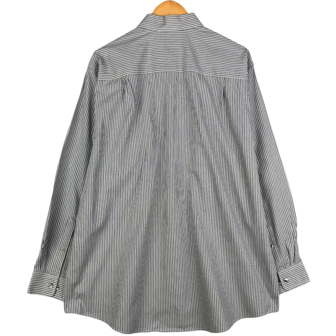 90s-00'S Vintage Calvin Klein Long Sleeve Cotton Striped Shirt, Men's Size XL cotton gray type Vintage Second Hand