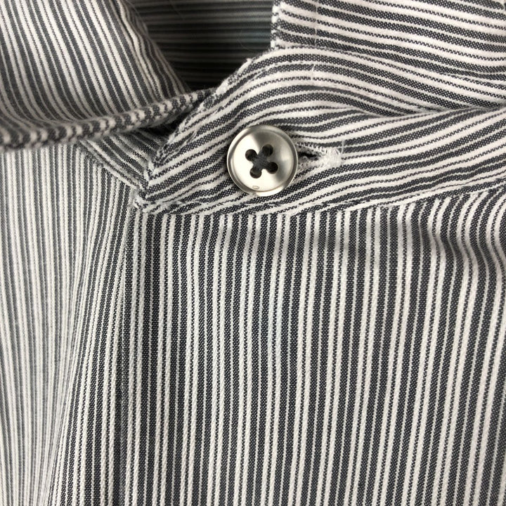 90s-00'S Vintage Calvin Klein Long Sleeve Cotton Striped Shirt, Men's Size XL cotton gray type Vintage Second Hand