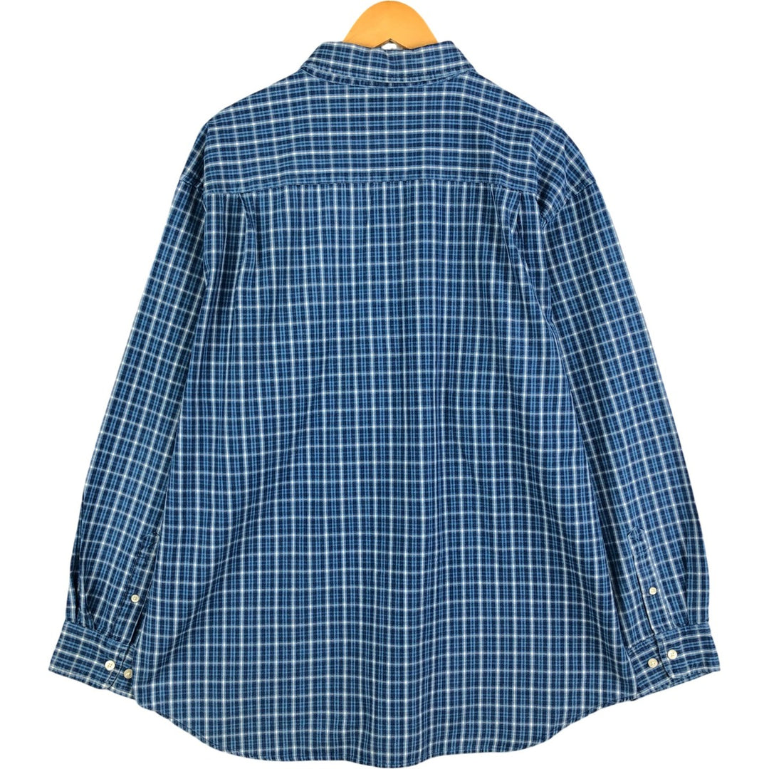 90'S GAP Vintage Long Sleeve Button-Down Check Shirt, Men's XL cotton blue type Vintage Second Hand