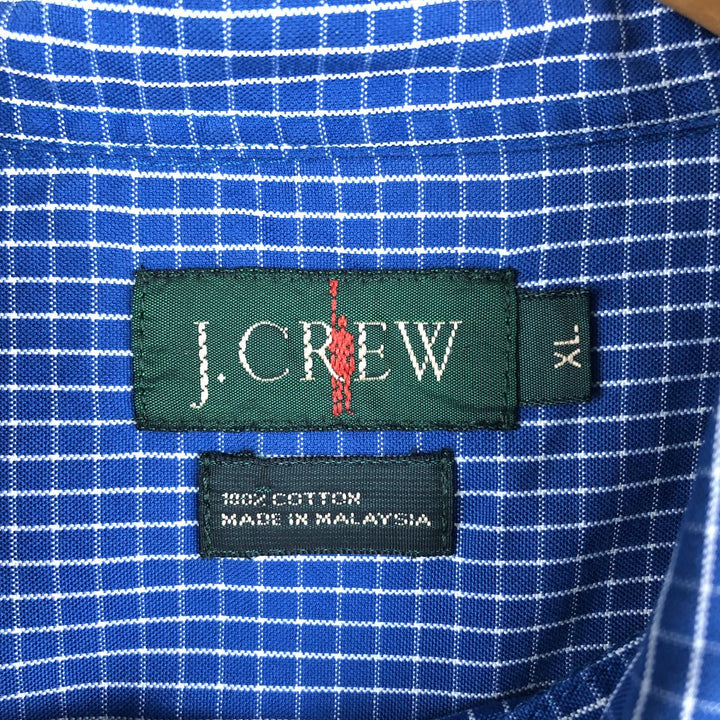 90'S J.Crew long-sleeved button-down check shirt, men's size XL, vintage cotton blue type Vintage Second Hand