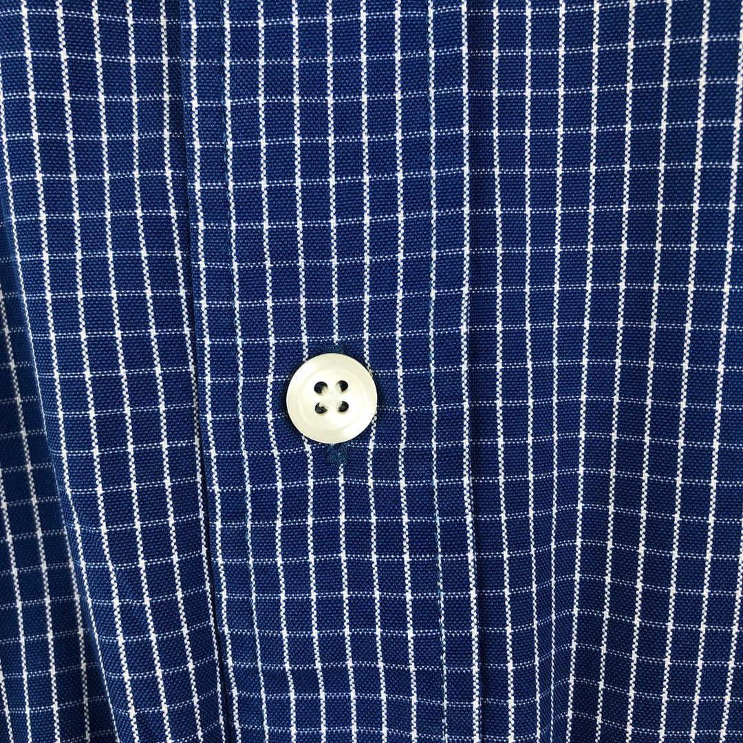 90'S J.Crew long-sleeved button-down check shirt, men's size XL, vintage cotton blue type Vintage Second Hand