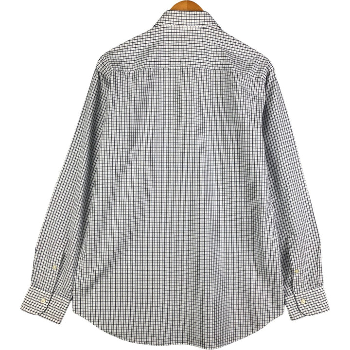 Burberry's LONDON wide-collar long-sleeved cotton check shirt, men's size M cotton white type Vintage Second Hand