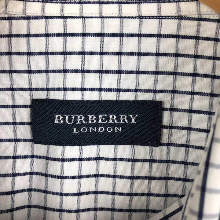 Burberry's LONDON wide-collar long-sleeved cotton check shirt, men's size M cotton white type Vintage Second Hand