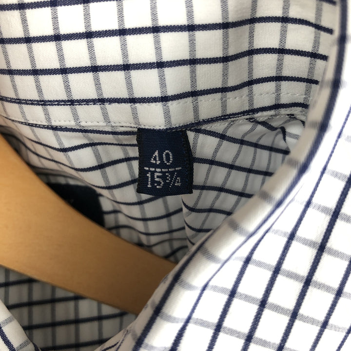 Burberry's LONDON wide-collar long-sleeved cotton check shirt, men's size M cotton white type Vintage Second Hand