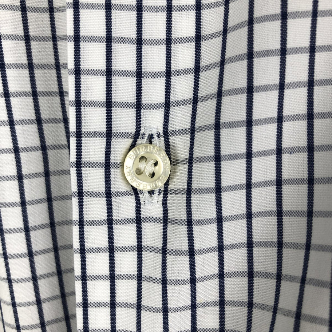 Burberry's LONDON wide-collar long-sleeved cotton check shirt, men's size M cotton white type Vintage Second Hand