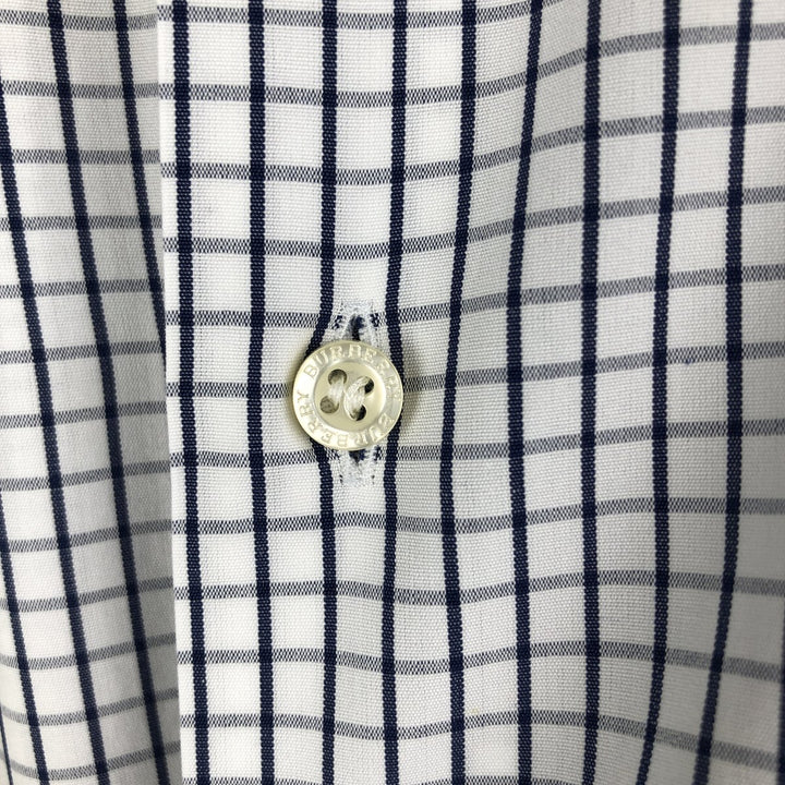 Burberry's LONDON wide-collar long-sleeved cotton check shirt, men's size M cotton white type Vintage Second Hand