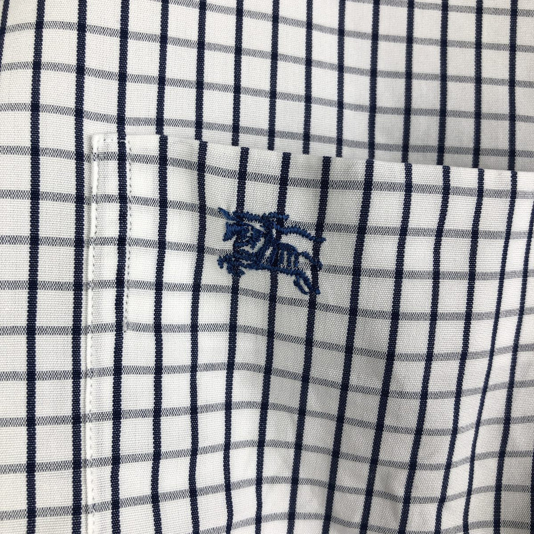 Burberry's LONDON wide-collar long-sleeved cotton check shirt, men's size M cotton white type Vintage Second Hand