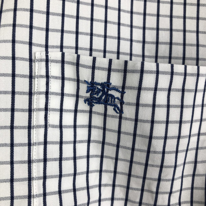 Burberry's LONDON wide-collar long-sleeved cotton check shirt, men's size M cotton white type Vintage Second Hand