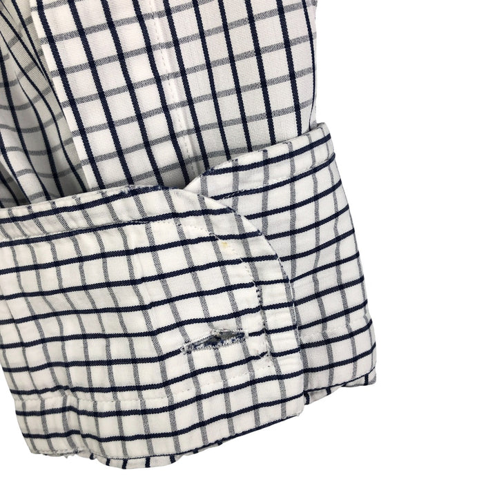 Burberry's LONDON wide-collar long-sleeved cotton check shirt, men's size M cotton white type Vintage Second Hand