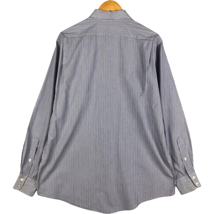 Burberry's BURBERRYS OF LONDON Wide Collar Long Sleeve Cotton Striped Shirt, Made in USA, Men's Size L cotton blue type Vintage Second Hand