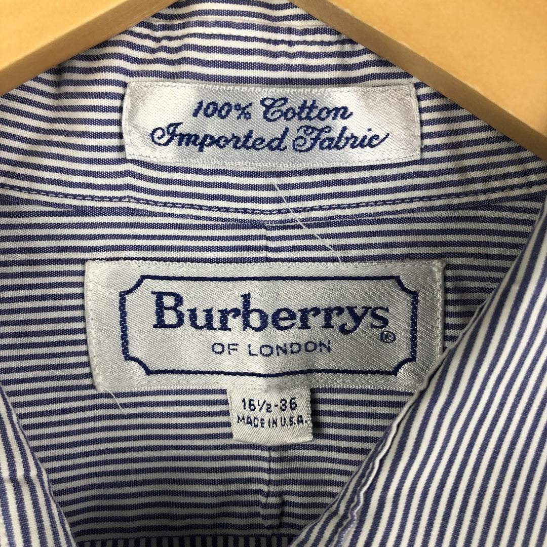 Burberry's BURBERRYS OF LONDON Wide Collar Long Sleeve Cotton Striped Shirt, Made in USA, Men's Size L cotton blue type Vintage Second Hand