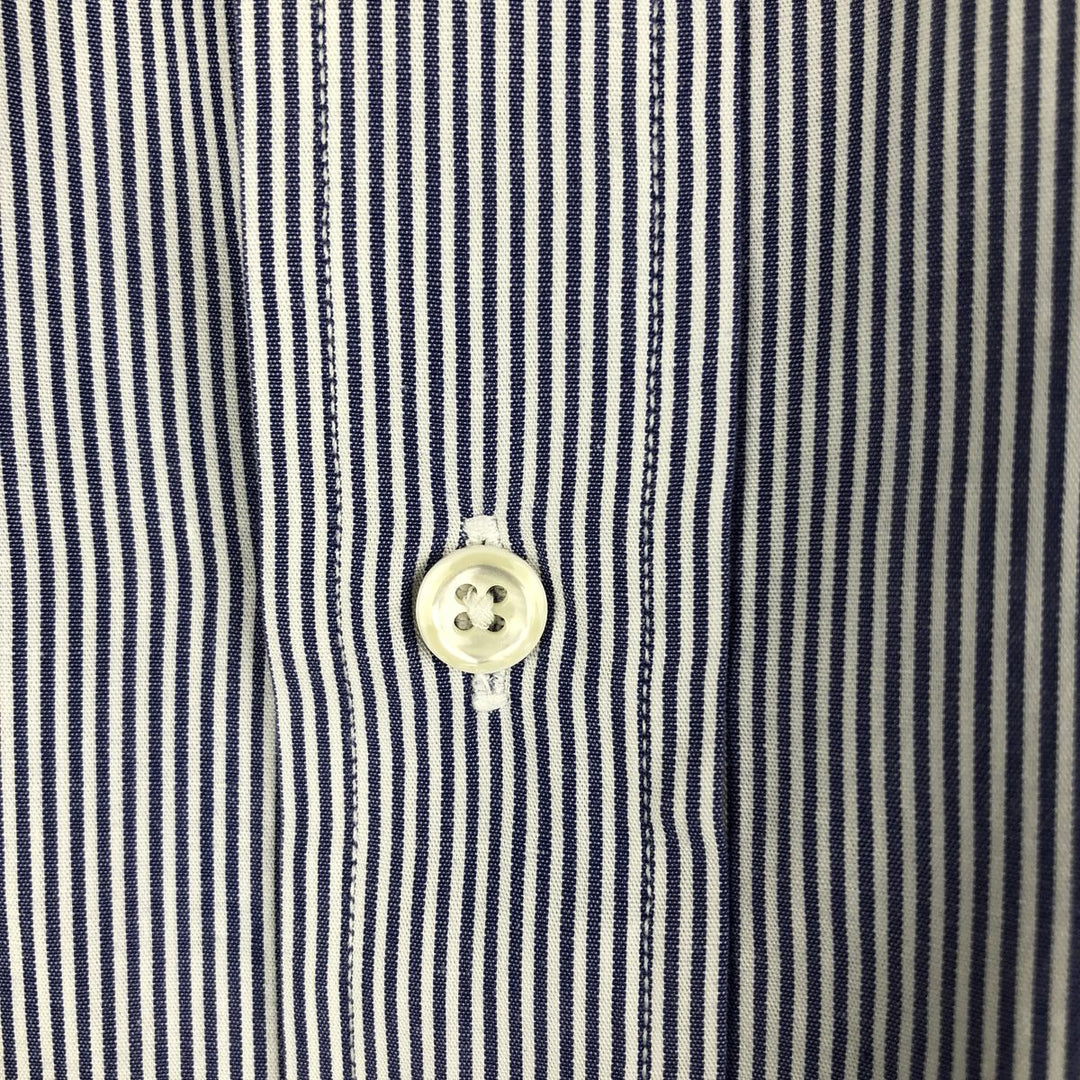 Burberry's BURBERRYS OF LONDON Wide Collar Long Sleeve Cotton Striped Shirt, Made in USA, Men's Size L cotton blue type Vintage Second Hand