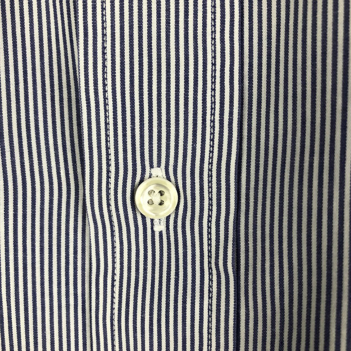 Burberry's BURBERRYS OF LONDON Wide Collar Long Sleeve Cotton Striped Shirt, Made in USA, Men's Size L cotton blue type Vintage Second Hand