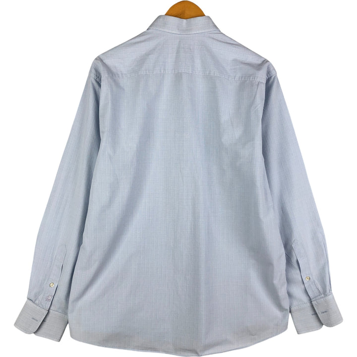 Burberry's LONDON wide-collar long-sleeved cotton check shirt, men's size M cotton Blue type light blue Vintage Second Hand