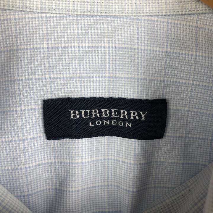 Burberry's LONDON wide-collar long-sleeved cotton check shirt, men's size M cotton Blue type light blue Vintage Second Hand