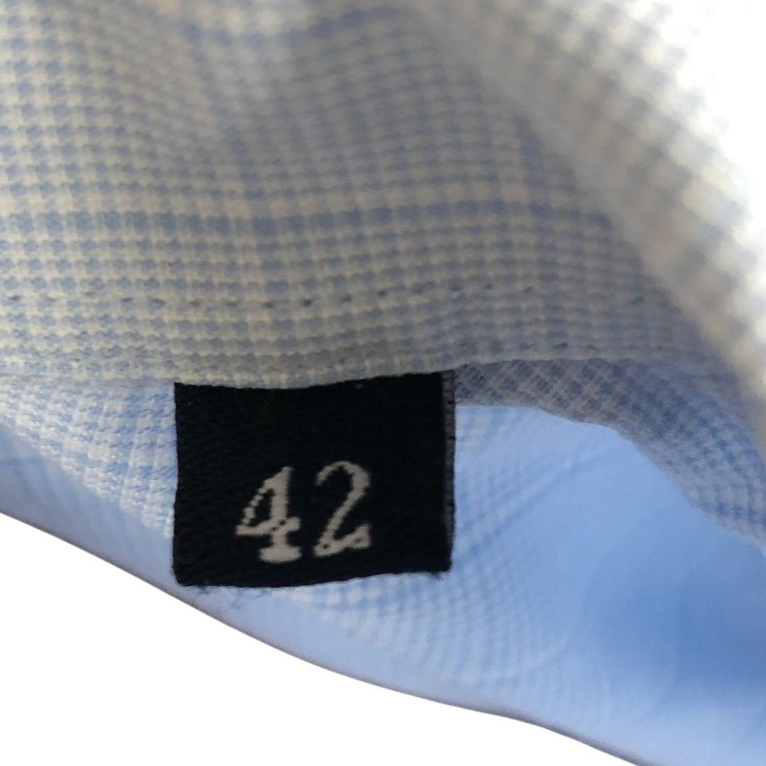 Burberry's LONDON wide-collar long-sleeved cotton check shirt, men's size M cotton Blue type light blue Vintage Second Hand