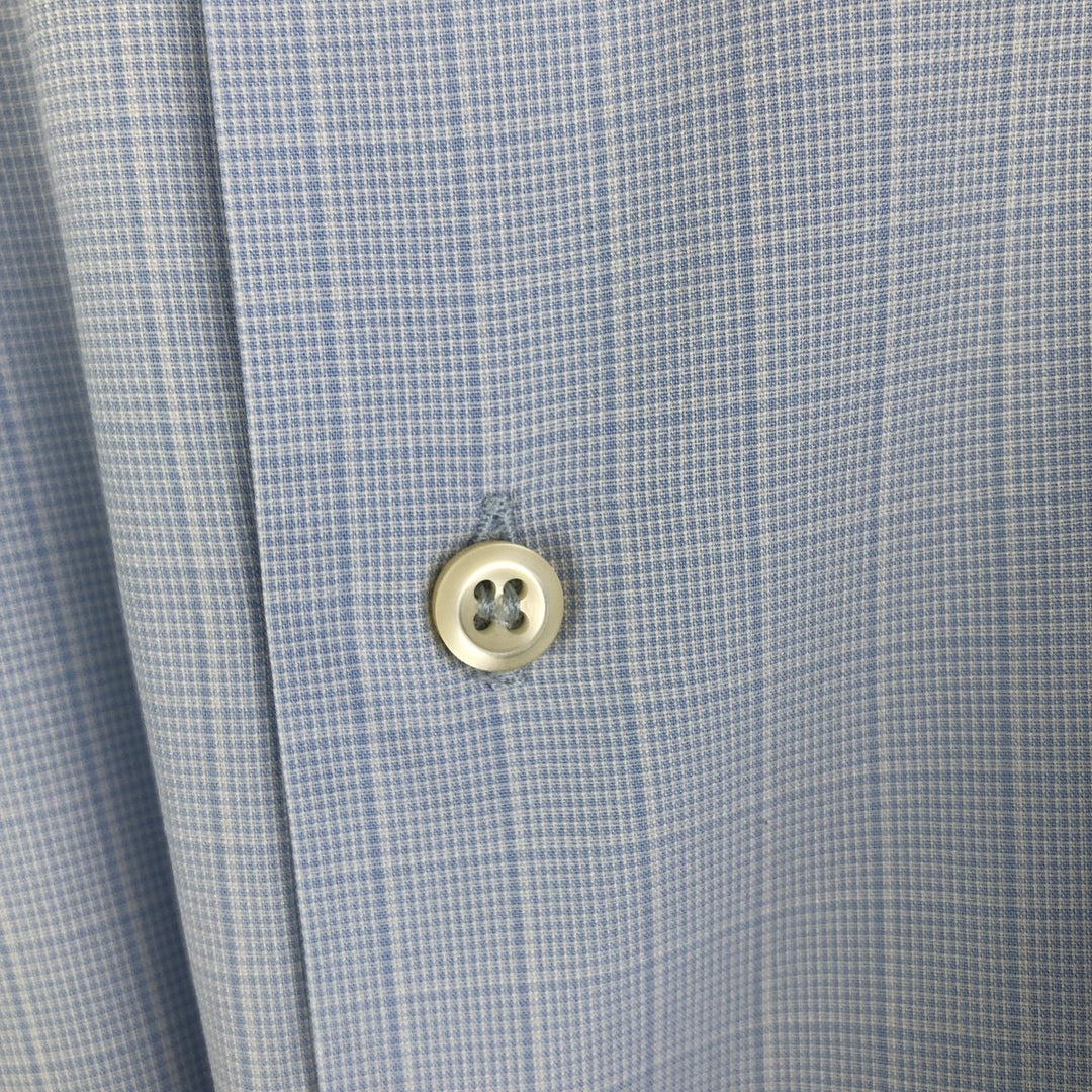 Burberry's LONDON wide-collar long-sleeved cotton check shirt, men's size M cotton Blue type light blue Vintage Second Hand