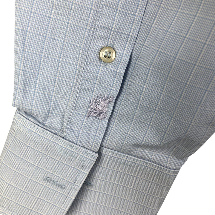 Burberry's LONDON wide-collar long-sleeved cotton check shirt, men's size M cotton Blue type light blue Vintage Second Hand