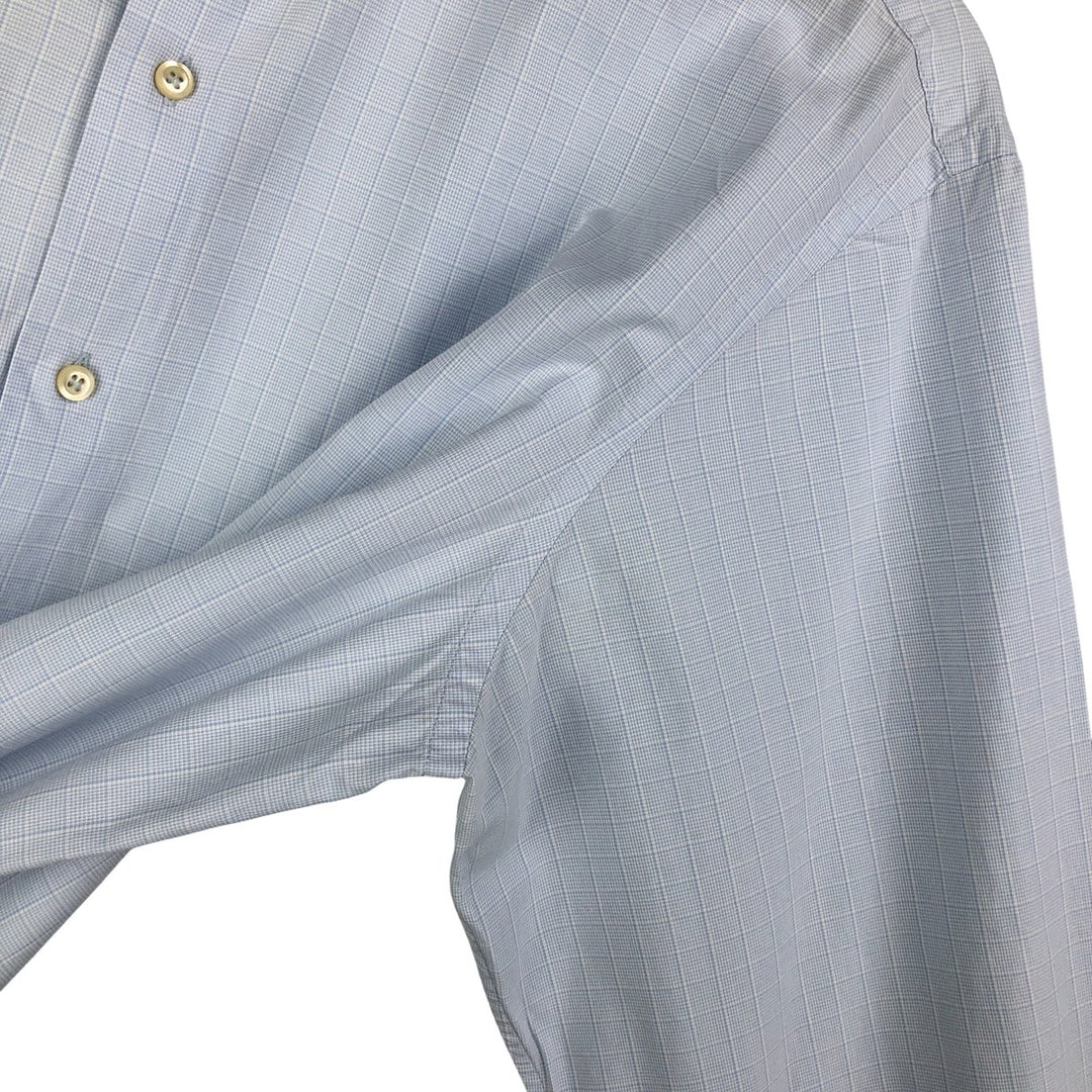 Burberry's LONDON wide-collar long-sleeved cotton check shirt, men's size M cotton Blue type light blue Vintage Second Hand