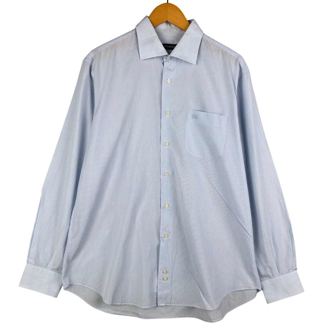 Burberry's LONDON wide-collar long-sleeved cotton striped shirt, made in Spain, men's size M cotton Blue type light blue Vintage Second Hand
